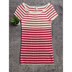 Maternity Ribbed White Pink Stripes Top Medium.